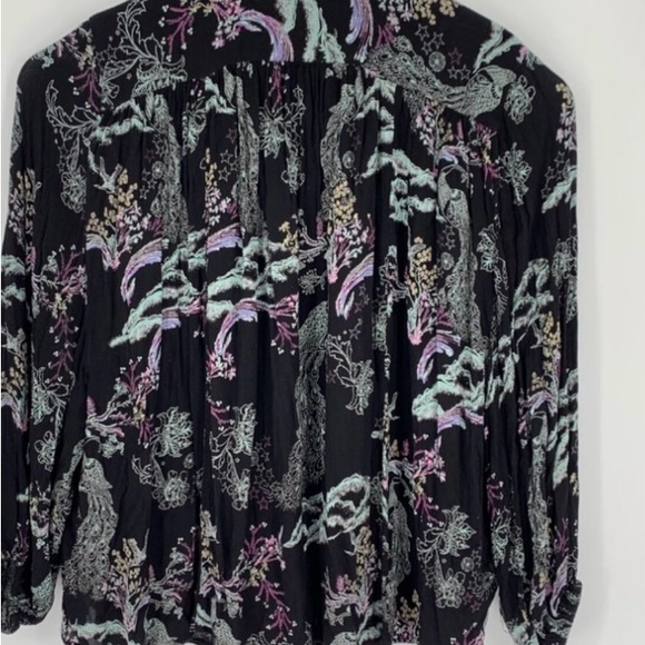 Free People metallic bloom boho oversized shirt sz XS - Picture 3 of 7